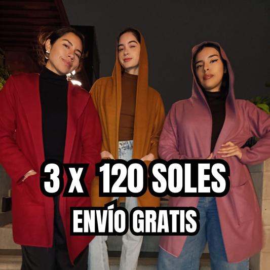 🎉 ¡PROMOCIÓN IMPERDIBLE! 🔥 👗 3 ABRIGOS por solo S/120 🧥🧥🧥