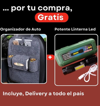 “Súper Cargador Universal + Organizador de Auto y Linterna LED ¡Pack 3 en 1!”