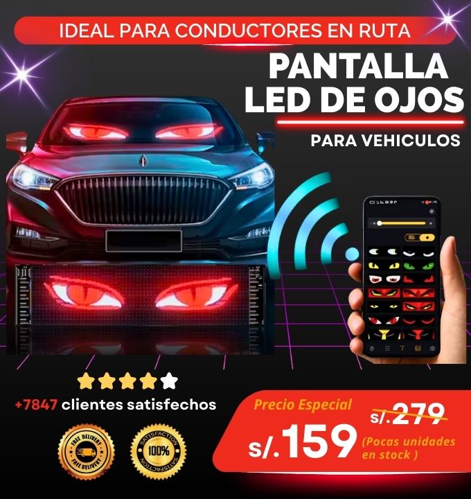 Pantalla LED de Ojos Premium para Vehículos – Control por App 🚘