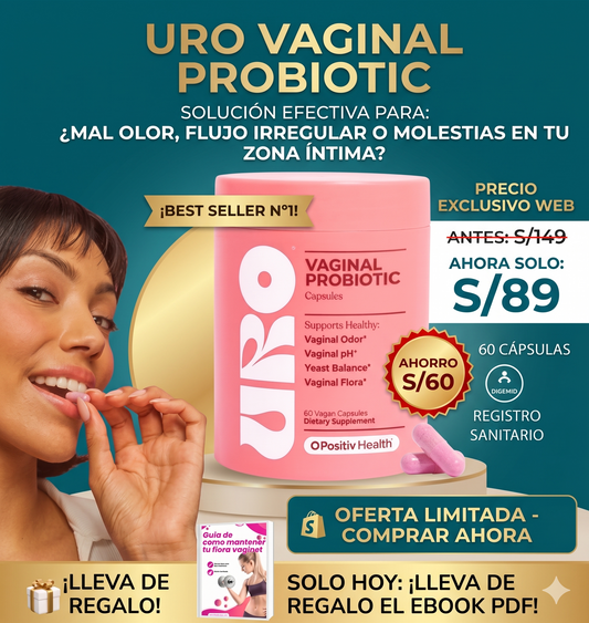 URO Vaginal Probiotic | Elimina el Mal Olor, Equilibra tu pH y Recupera tu Bienestar Íntimo Natural